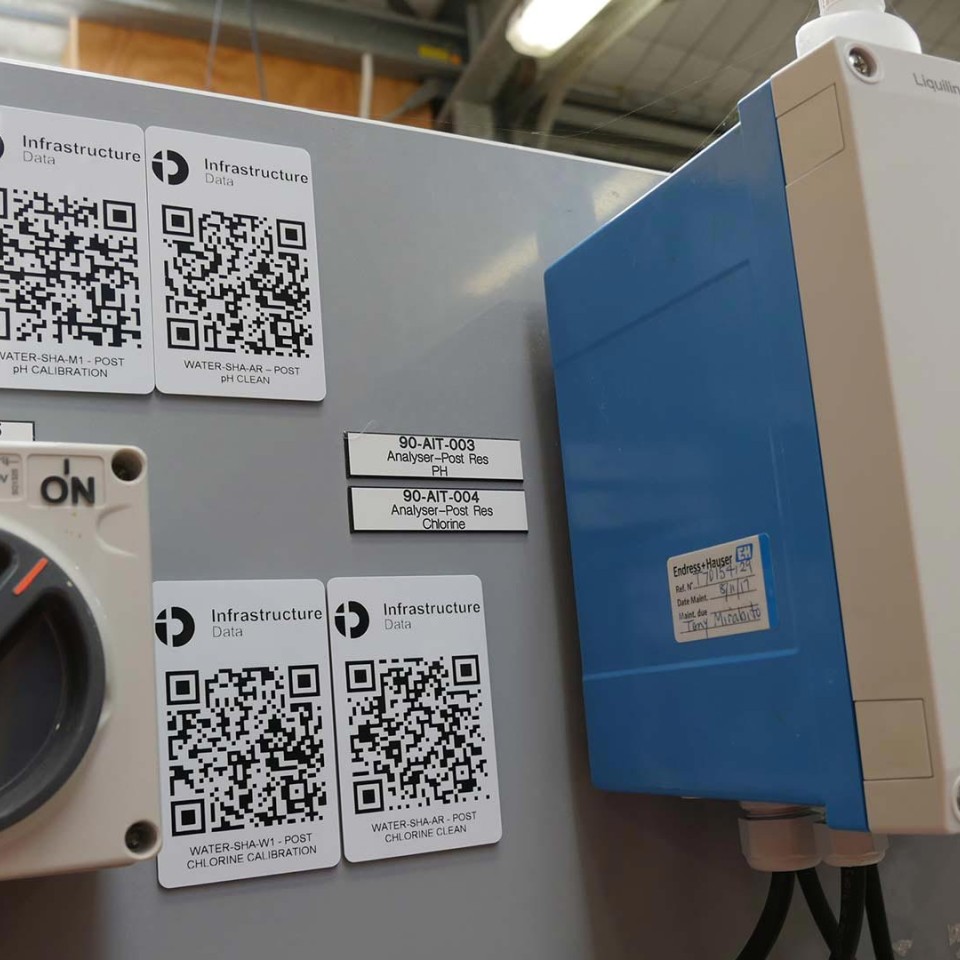 ID QR Code Tags on a Water Treatment Plant